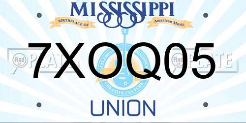 7XOQ05 Mississippi License Plate