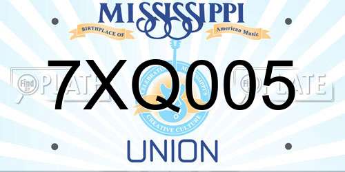 7XQ005 Mississippi License Plate
