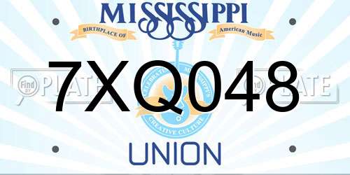 7XQ048 Mississippi License Plate