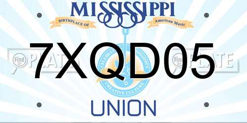 7XQD05 Mississippi License Plate