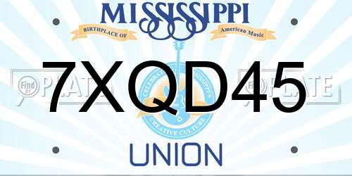 7XQD45 Mississippi License Plate