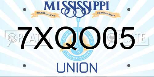 7XQO05 Mississippi License Plate