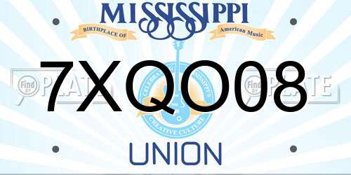 7XQO08 Mississippi License Plate