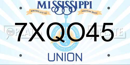 7XQO45 Mississippi License Plate