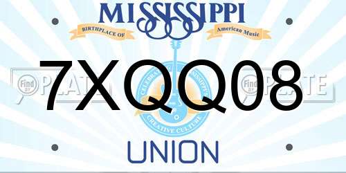 7XQQ08 Mississippi License Plate