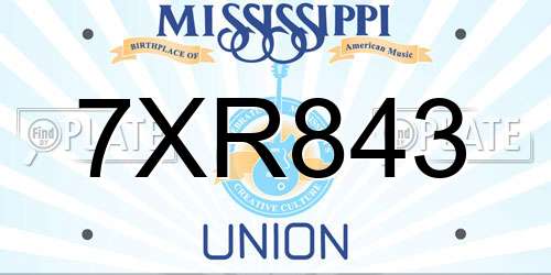 7XR843 Mississippi License Plate