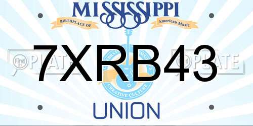7XRB43 Mississippi License Plate