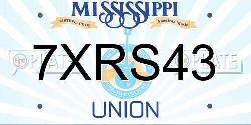 7XRS43 Mississippi License Plate