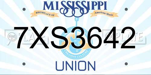 7XS3642 Mississippi License Plate