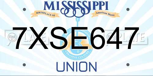 7XSE647 Mississippi License Plate