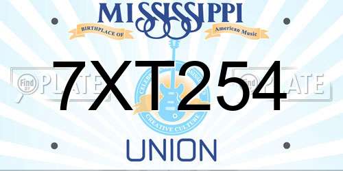 7XT254 Mississippi License Plate