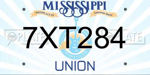7XT284 Mississippi License Plate