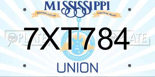 7XT784 Mississippi License Plate