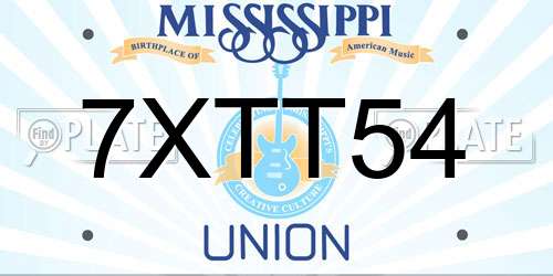 7XTT54 Mississippi License Plate