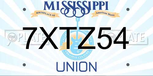 7XTZ54 Mississippi License Plate