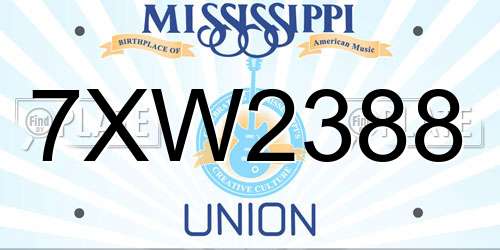 7XW2388 Mississippi License Plate