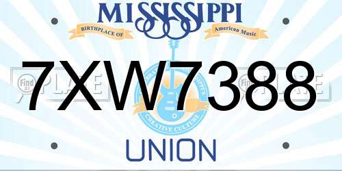 7XW7388 Mississippi License Plate