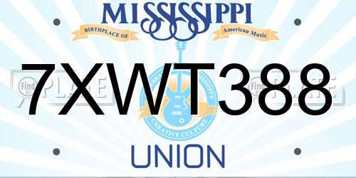 7XWT388 Mississippi License Plate
