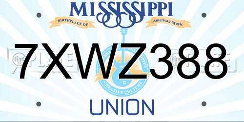 7XWZ388 Mississippi License Plate
