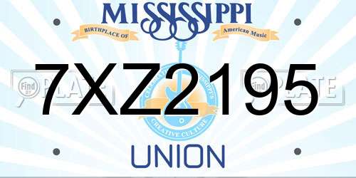 7XZ2195 Mississippi License Plate