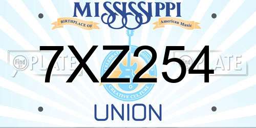 7XZ254 Mississippi License Plate