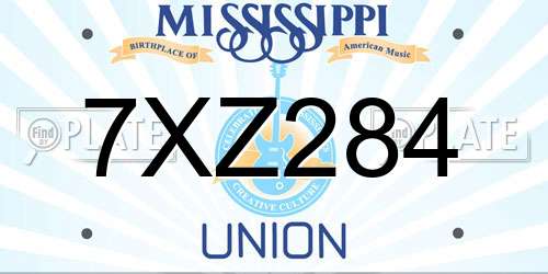 7XZ284 Mississippi License Plate
