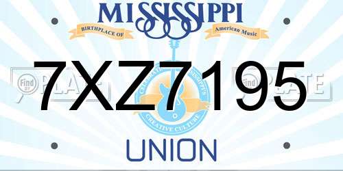 7XZ7195 Mississippi License Plate
