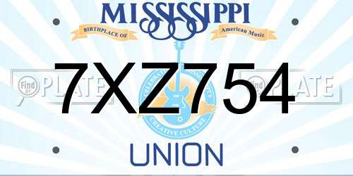 7XZ754 Mississippi License Plate