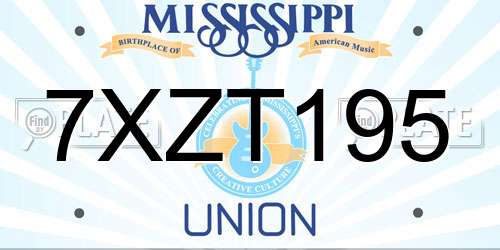 7XZT195 Mississippi License Plate