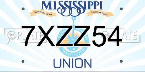 7XZZ54 Mississippi License Plate