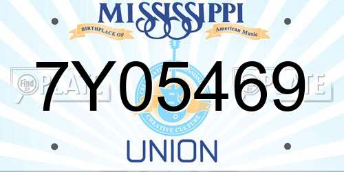 7Y05469 Mississippi License Plate