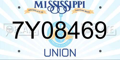 7Y08469 Mississippi License Plate