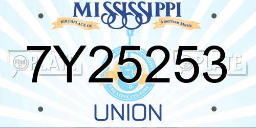 7Y25253 Mississippi License Plate