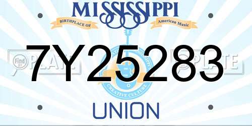 7Y25283 Mississippi License Plate
