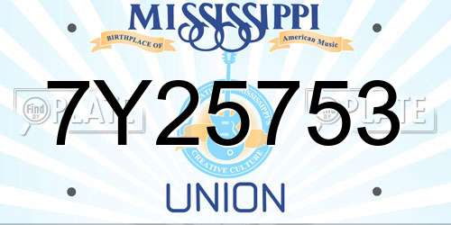 7Y25753 Mississippi License Plate