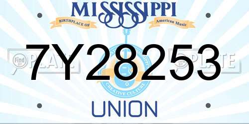 7Y28253 Mississippi License Plate