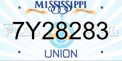 7Y28283 Mississippi License Plate