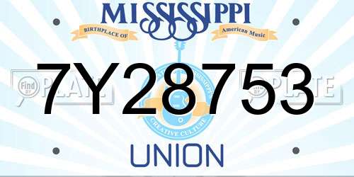 7Y28753 Mississippi License Plate