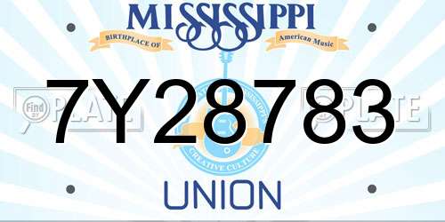 7Y28783 Mississippi License Plate