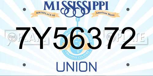7Y56372 Mississippi License Plate