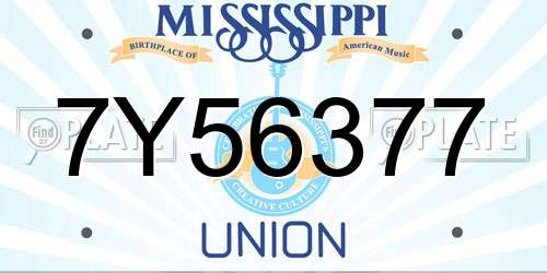7Y56377 Mississippi License Plate
