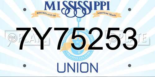 7Y75253 Mississippi License Plate