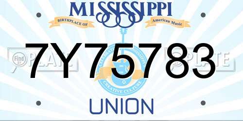 7Y75783 Mississippi License Plate