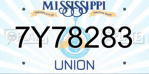 7Y78283 Mississippi License Plate