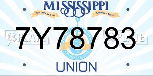 7Y78783 Mississippi License Plate