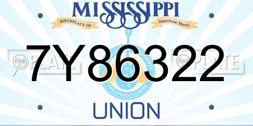 7Y86322 Mississippi License Plate