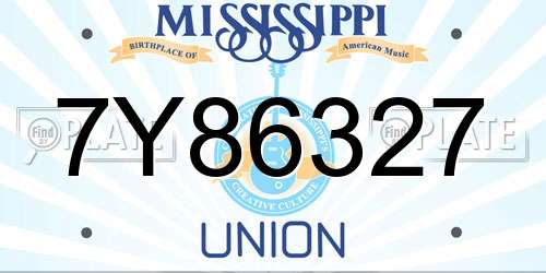 7Y86327 Mississippi License Plate