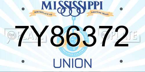 7Y86372 Mississippi License Plate