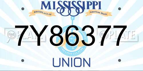 7Y86377 Mississippi License Plate