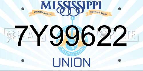 7Y99622 Mississippi License Plate